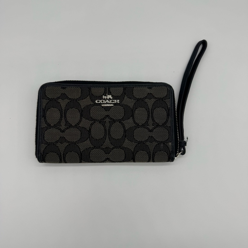 Coach Black and Gray Key Card Holder